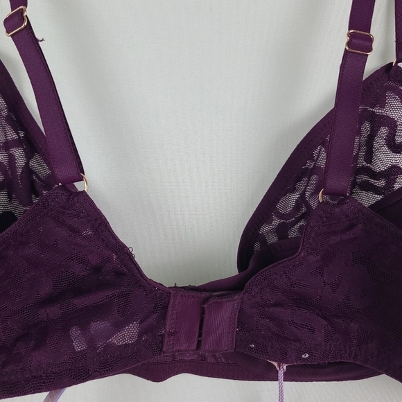 Savage X Fenty Womens Tagged By Quarter Late Nught Purple Lace Plunge Bra Sz 34B - Picture 9 of 10